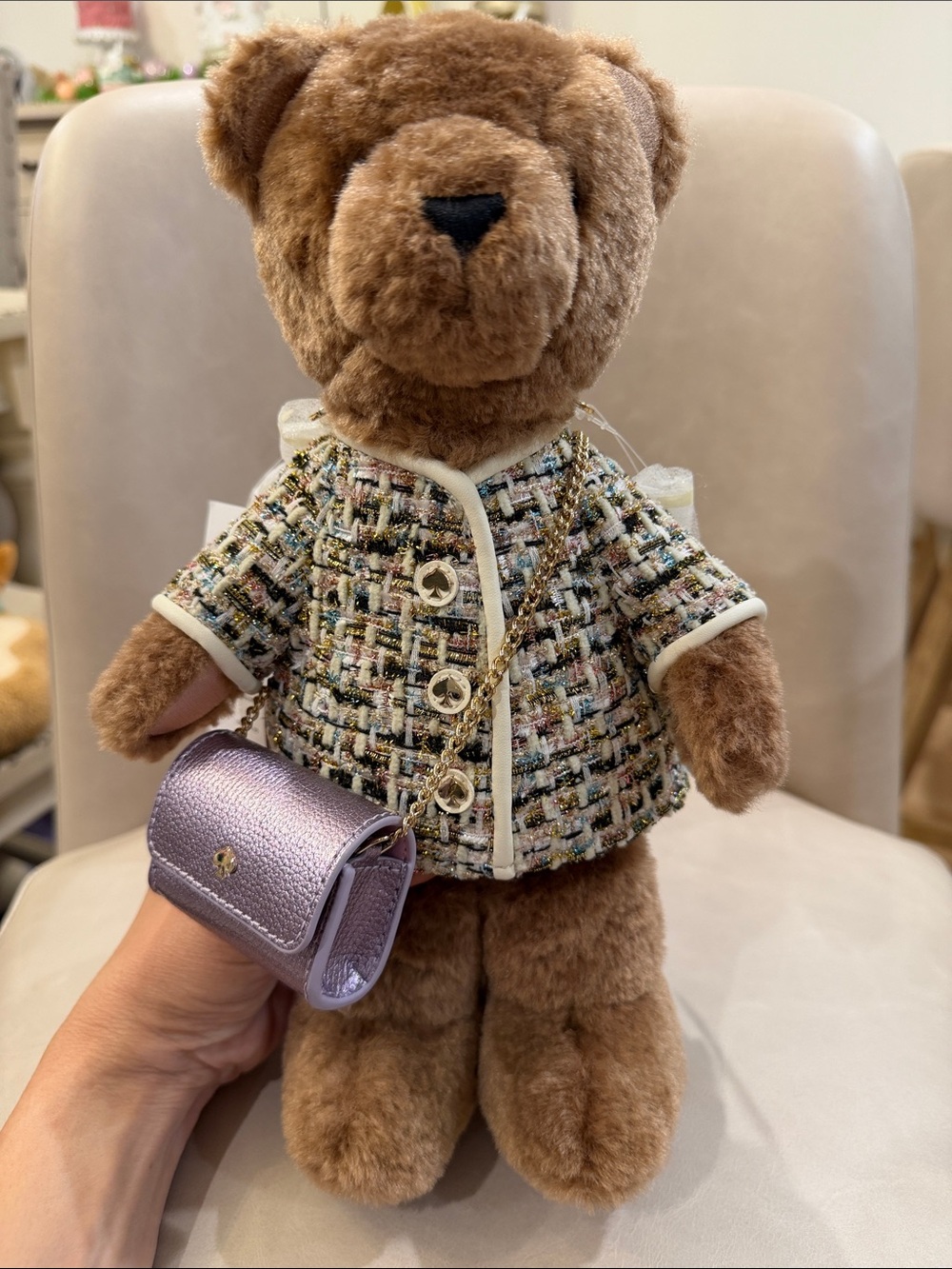 Kate Spade Lilac Mini Bag with Brown Teddy Bear Accent - Picture 8 of 10